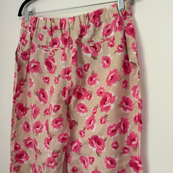 NWOT Linen Charter Club Luxury Beige and Pink Floral Long Summer Pants, size M - Picture 5 of 11